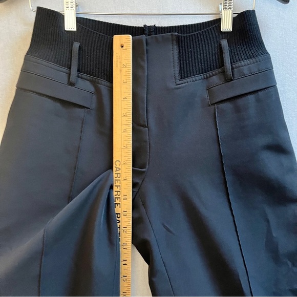 M Siamo Solid Black Ribbed Knit Waist Straight Leg Trouser Pants Sz 6 - Picture 10 of 11